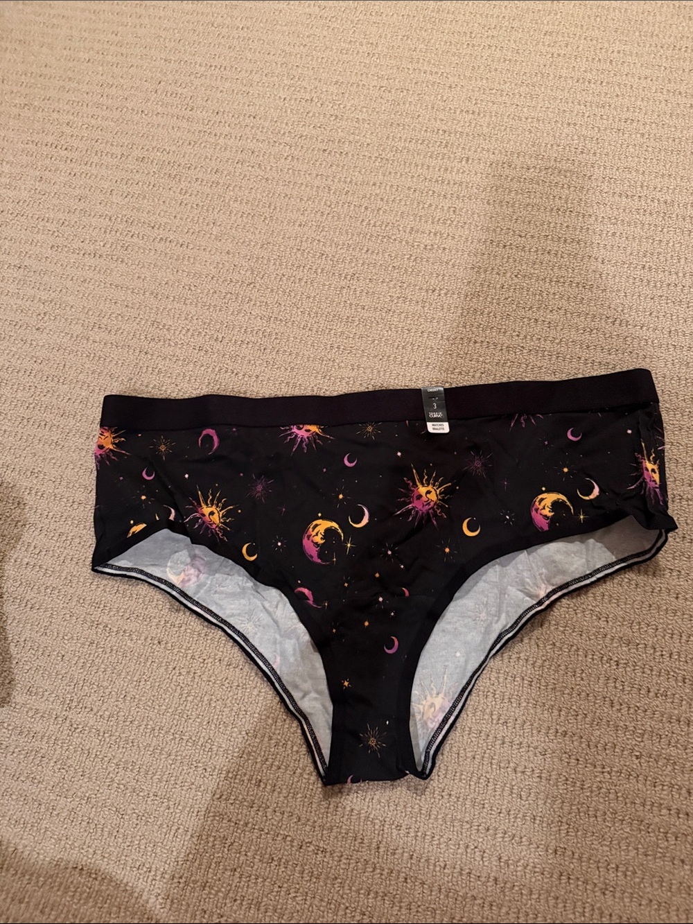 Celestial Print Black Cheeky Undies
